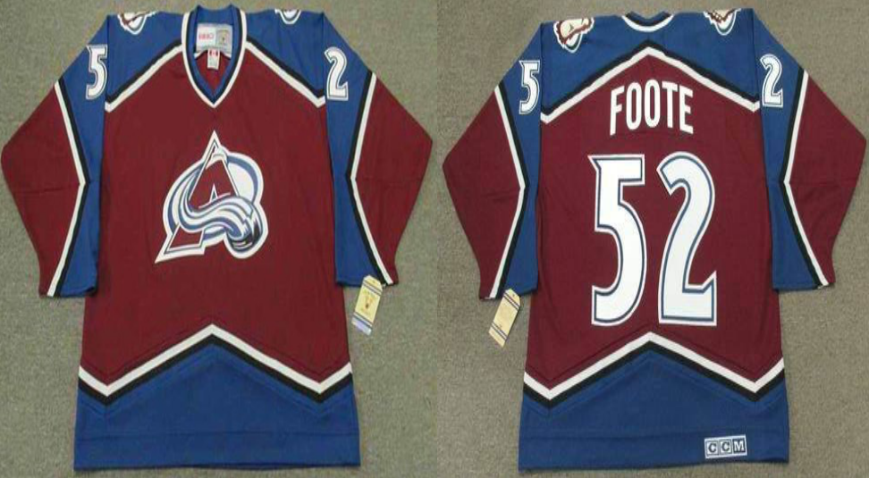 2019 Men Colorado Avalanche 52 Foote red CCM NHL jerseys